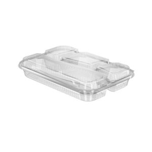 Four-Compartment Kebab Container, Clear